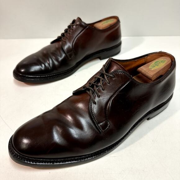 FULLY RESOLED Alden 990 Plain Toe Blucher Shell Cordovan Brown Color 8 USA 11.5 - Picture 6 of 13